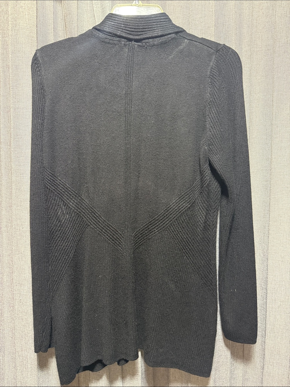 Black Open-Front Ribbed Trim Cardigan - Picture 5 of 5